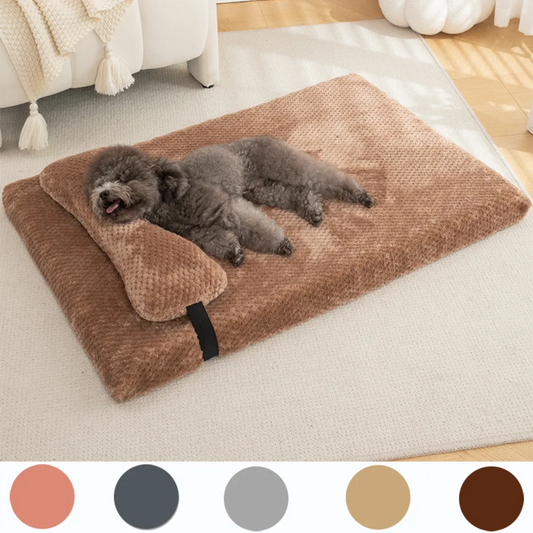 Lit chaud et apaisant pour chien avec oreiller, tapis en peluche moelleuse pour chien avec housse amovible et lavable pour grands, moyens et petits chiens et chats