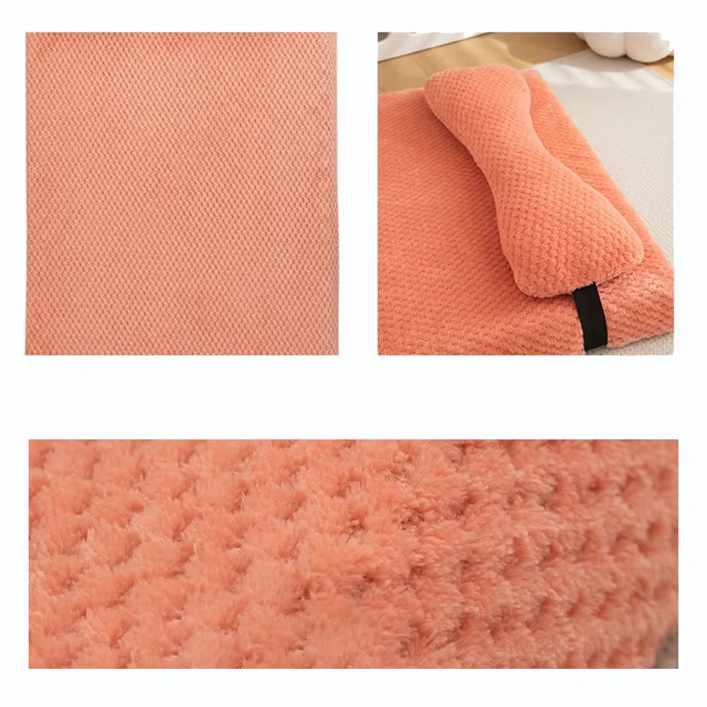 Lit chaud et apaisant pour chien avec oreiller, tapis en peluche moelleuse pour chien avec housse amovible et lavable pour grands, moyens et petits chiens et chats