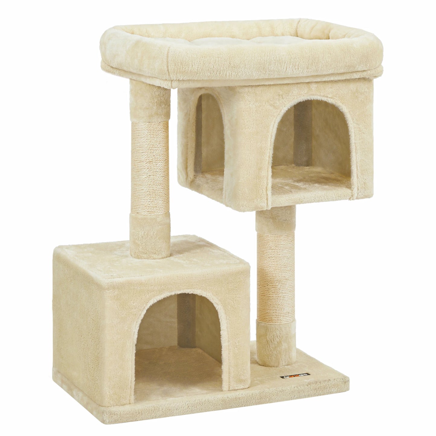 Arbre à chat 84 cm, niche pour grands chats jusqu'à 7 kg, perchoir, 2 niches pour chats, griffoir