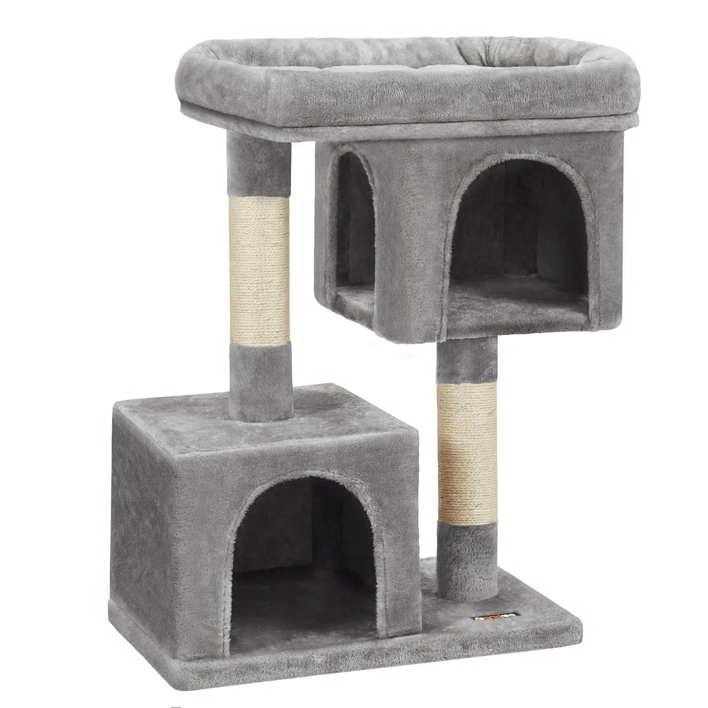 Arbre à chat 84 cm, niche pour grands chats jusqu'à 7 kg, perchoir, 2 niches pour chats, griffoir