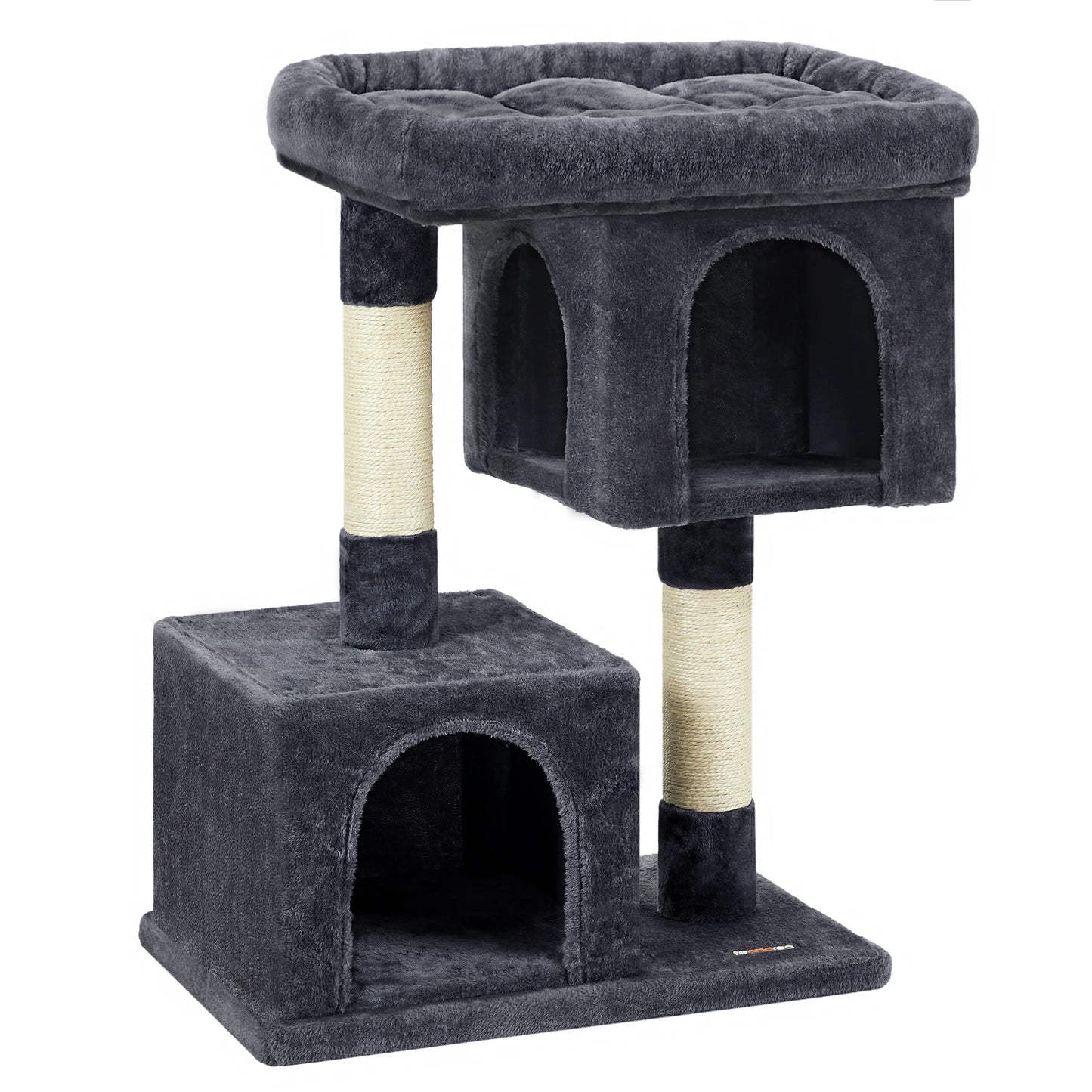 Arbre à chat 84 cm, niche pour grands chats jusqu'à 7 kg, perchoir, 2 niches pour chats, griffoir